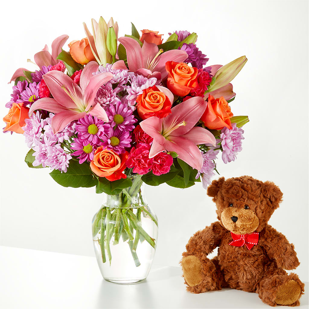 One and Only Bouquet and Bear Bundle – ENCHANTED FLORIST & GREENHOUSE LTD, Maspeth NY