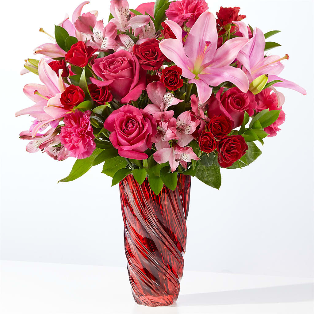 In Love Bouquet with Luxe Swirl Vase – ENCHANTED FLORIST & GREENHOUSE LTD, Maspeth NY