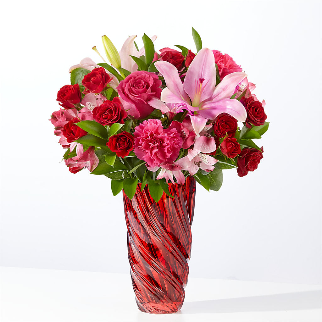 In Love Bouquet with Luxe Swirl Vase – ENCHANTED FLORIST & GREENHOUSE LTD, Maspeth NY