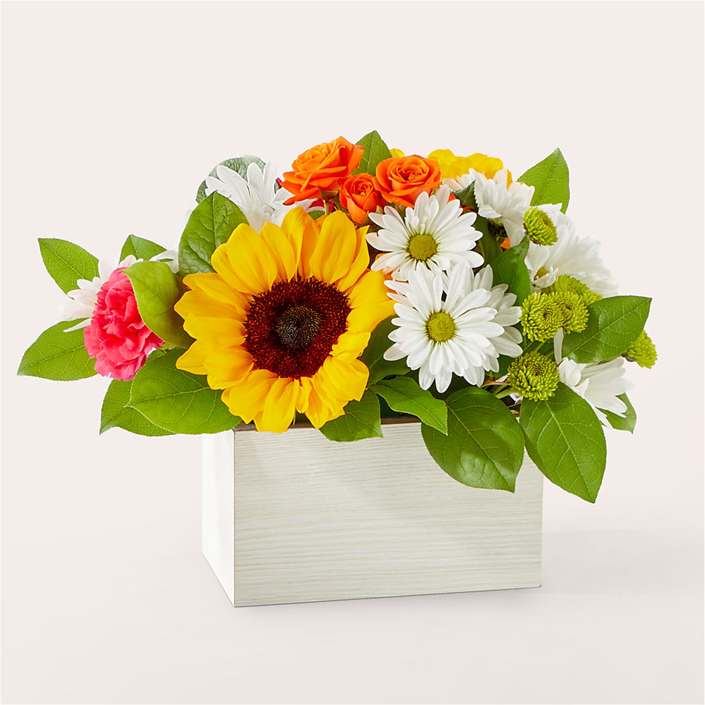 Sun-drenched Blooms Box Bouquet – ENCHANTED FLORIST & GREENHOUSE LTD, Maspeth NY