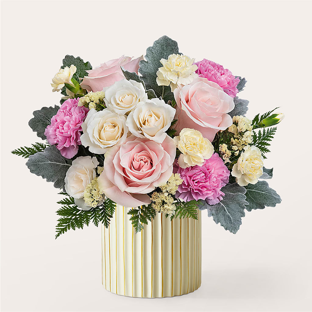 Blissful Moments Bouquet with Ivory Vase – ENCHANTED FLORIST & GREENHOUSE LTD, Maspeth NY