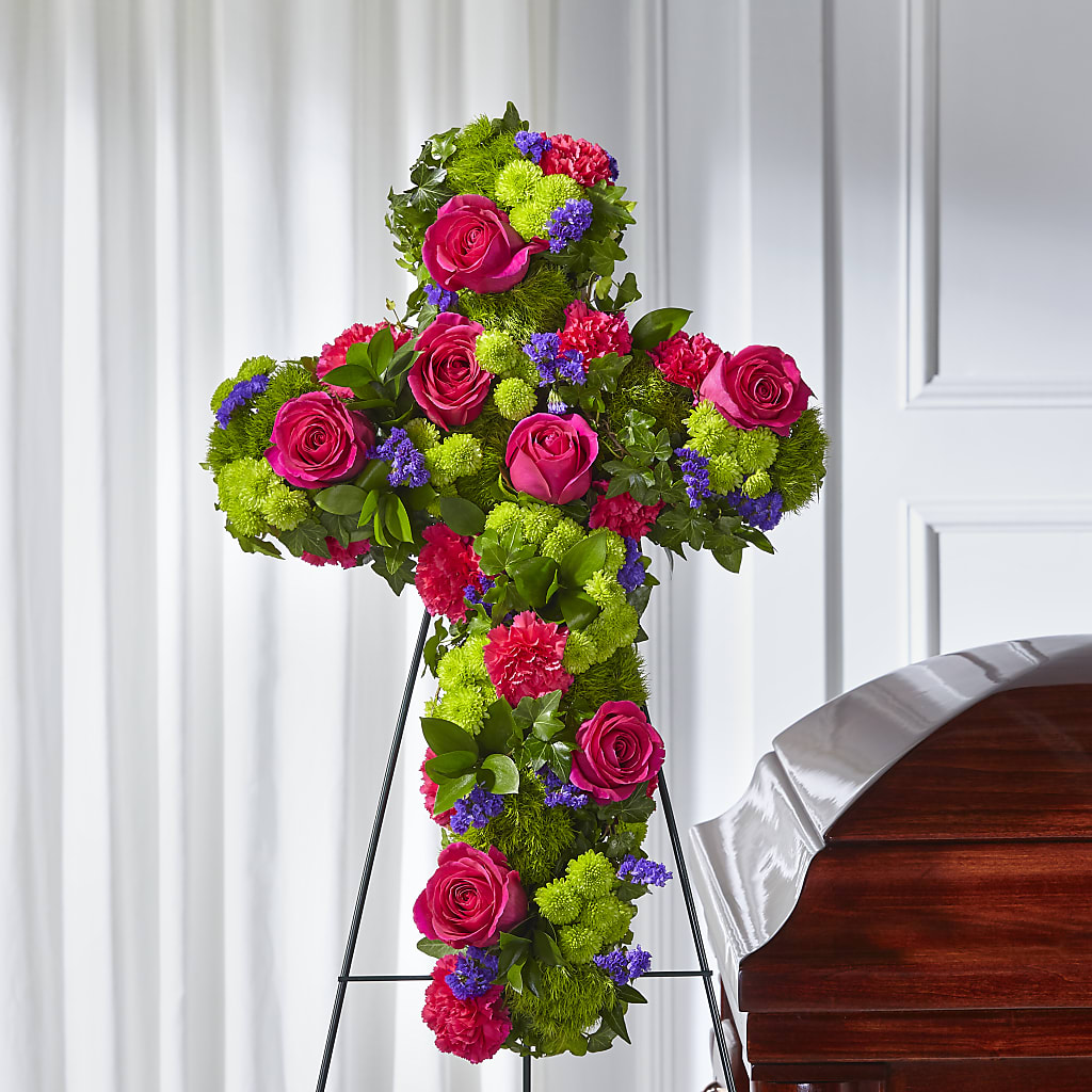 Tribute Rose Floral Cross – ENCHANTED FLORIST & GREENHOUSE LTD, Maspeth NY