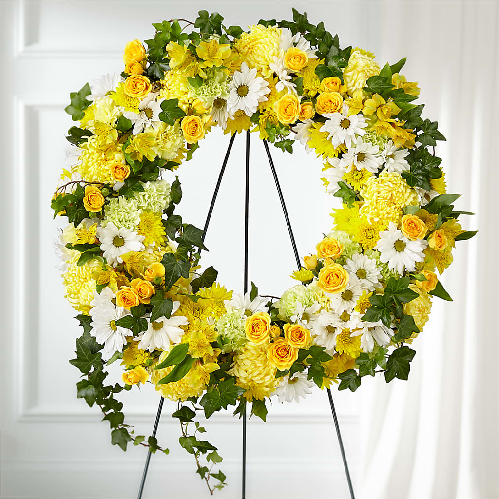Golden Remembrance Wreath – ENCHANTED FLORIST & GREENHOUSE LTD, Maspeth NY