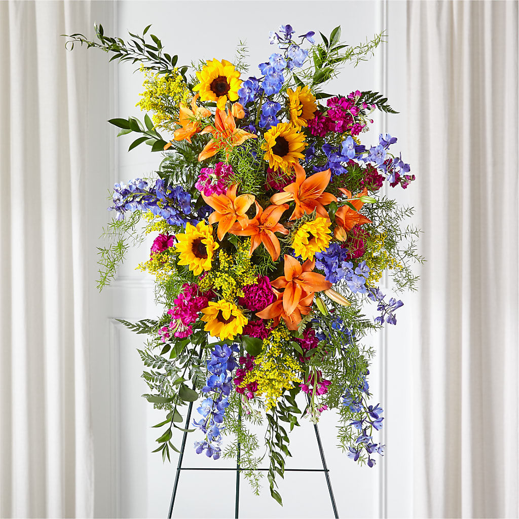 Sunlit Memories Standing Spray (Standard) – ENCHANTED FLORIST & GREENHOUSE LTD, Maspeth NY