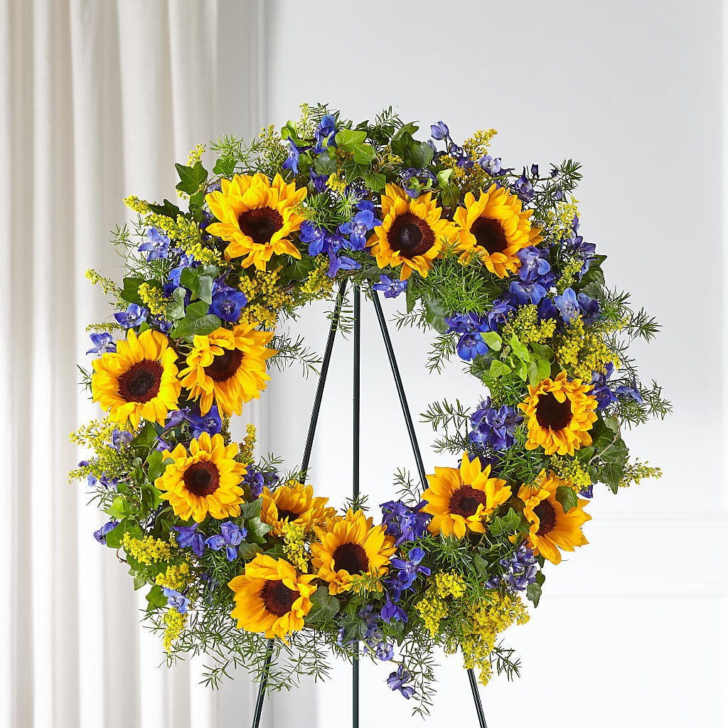 Bright Rays Wreath – ENCHANTED FLORIST & GREENHOUSE LTD, Maspeth NY