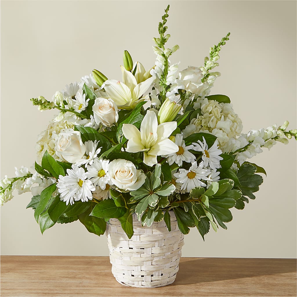 Ivory Elegance Floral Basket – ENCHANTED FLORIST & GREENHOUSE LTD, Maspeth NY