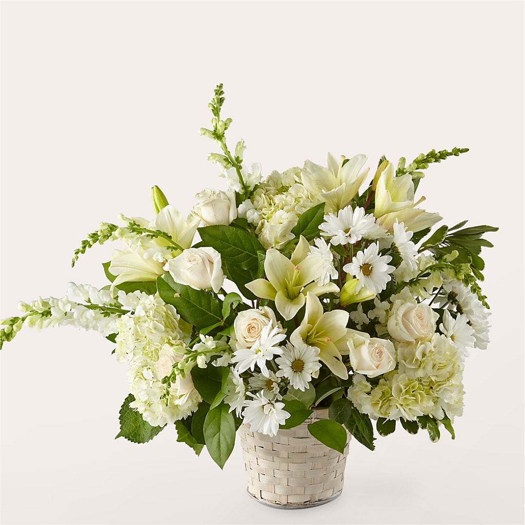 Ivory Elegance Floral Basket – ENCHANTED FLORIST & GREENHOUSE LTD, Maspeth NY