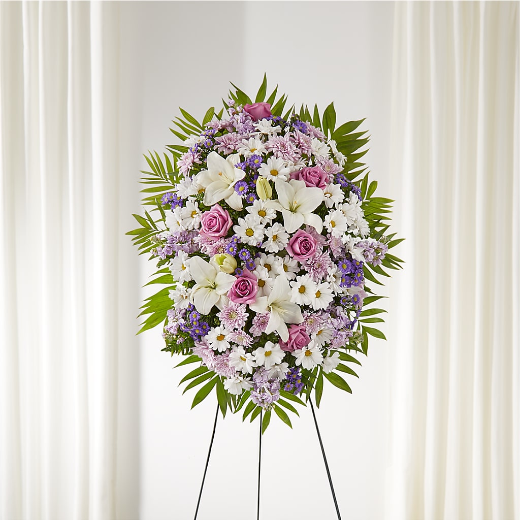 Surrounded by Love Standing Spray – ENCHANTED FLORIST & GREENHOUSE LTD, Maspeth NY