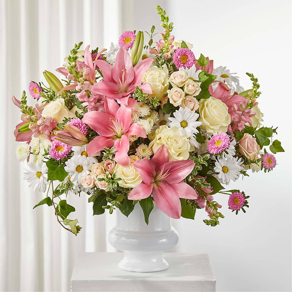 Empathetic Blooms Urn Arrangement – ENCHANTED FLORIST & GREENHOUSE LTD, Maspeth NY