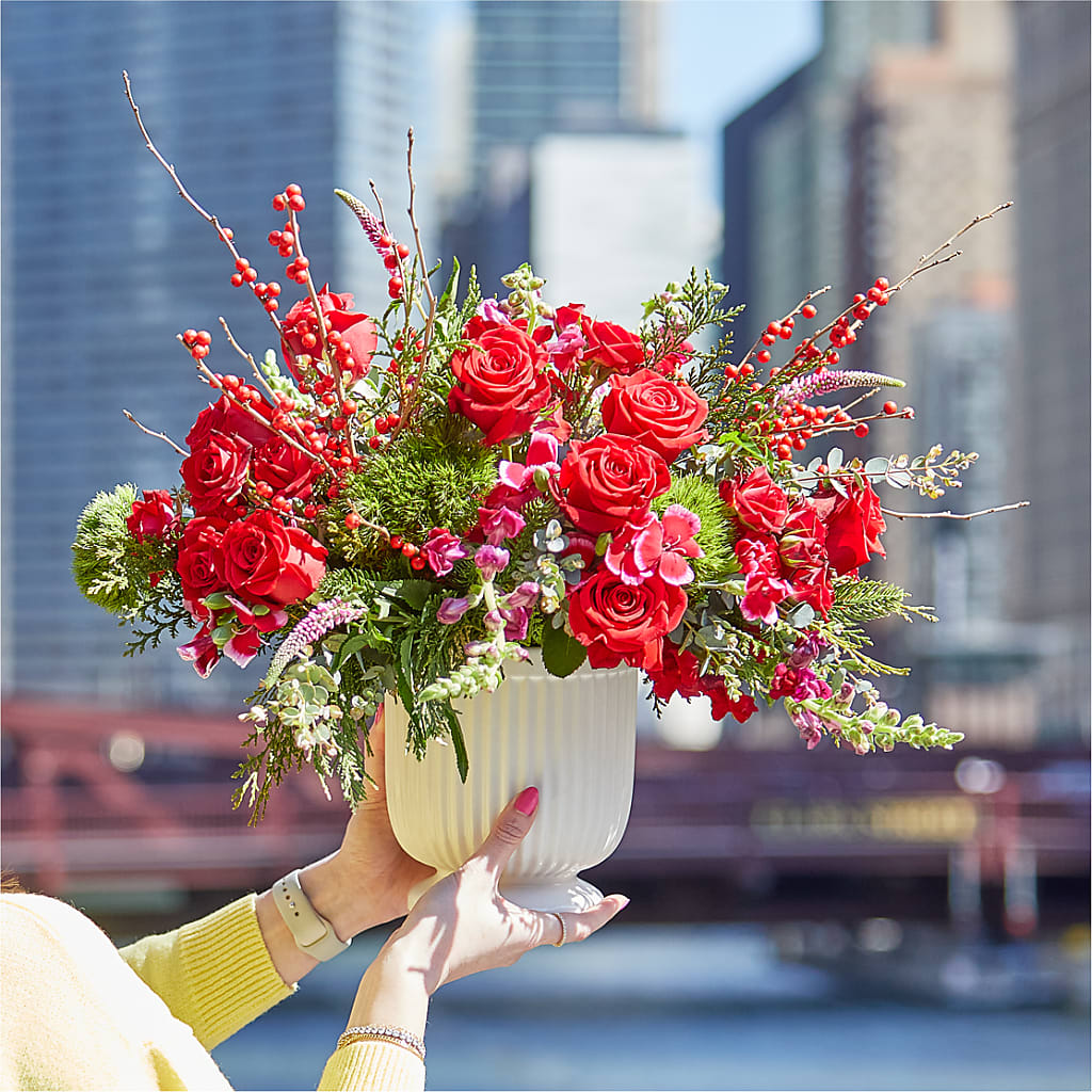 Big Red Bow Bouquet – ENCHANTED FLORIST & GREENHOUSE LTD, Maspeth NY