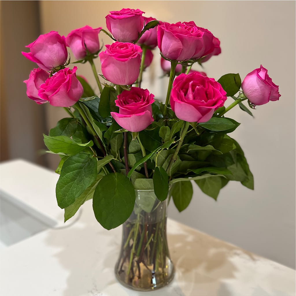 Long Stem Pink Rose Bouquet – ENCHANTED FLORIST & GREENHOUSE LTD, Maspeth NY