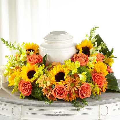 Faithful Sunflower Cremation Adornment – ENCHANTED FLORIST & GREENHOUSE LTD, Maspeth NY