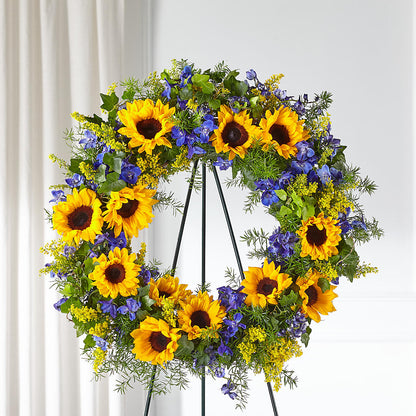 Bright Rays Wreath – ENCHANTED FLORIST & GREENHOUSE LTD, Maspeth NY
