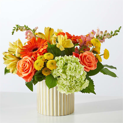 Autumn Sunshine Bouquet with Ivory Vase – ENCHANTED FLORIST & GREENHOUSE LTD, Maspeth NY