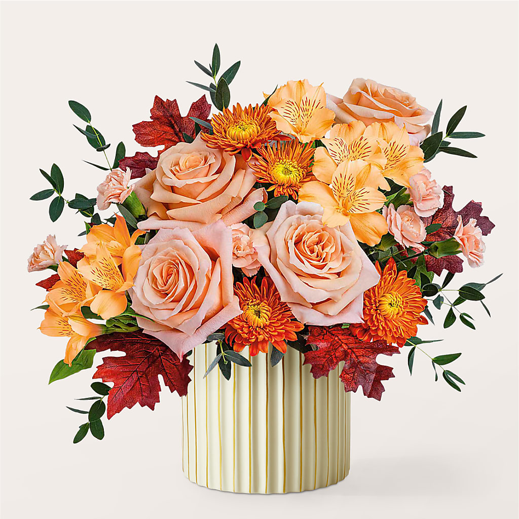 Spiced Latte Bouquet with Ivory Vase – ENCHANTED FLORIST & GREENHOUSE LTD, Maspeth NY