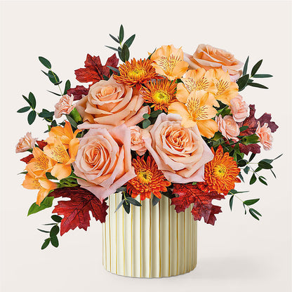 Spiced Latte Bouquet with Ivory Vase – ENCHANTED FLORIST & GREENHOUSE LTD, Maspeth NY