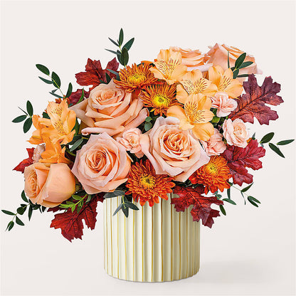 Spiced Latte Bouquet with Ivory Vase – ENCHANTED FLORIST & GREENHOUSE LTD, Maspeth NY