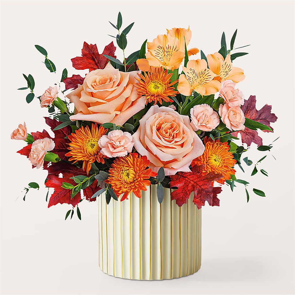 Spiced Latte Bouquet with Ivory Vase – ENCHANTED FLORIST & GREENHOUSE LTD, Maspeth NY