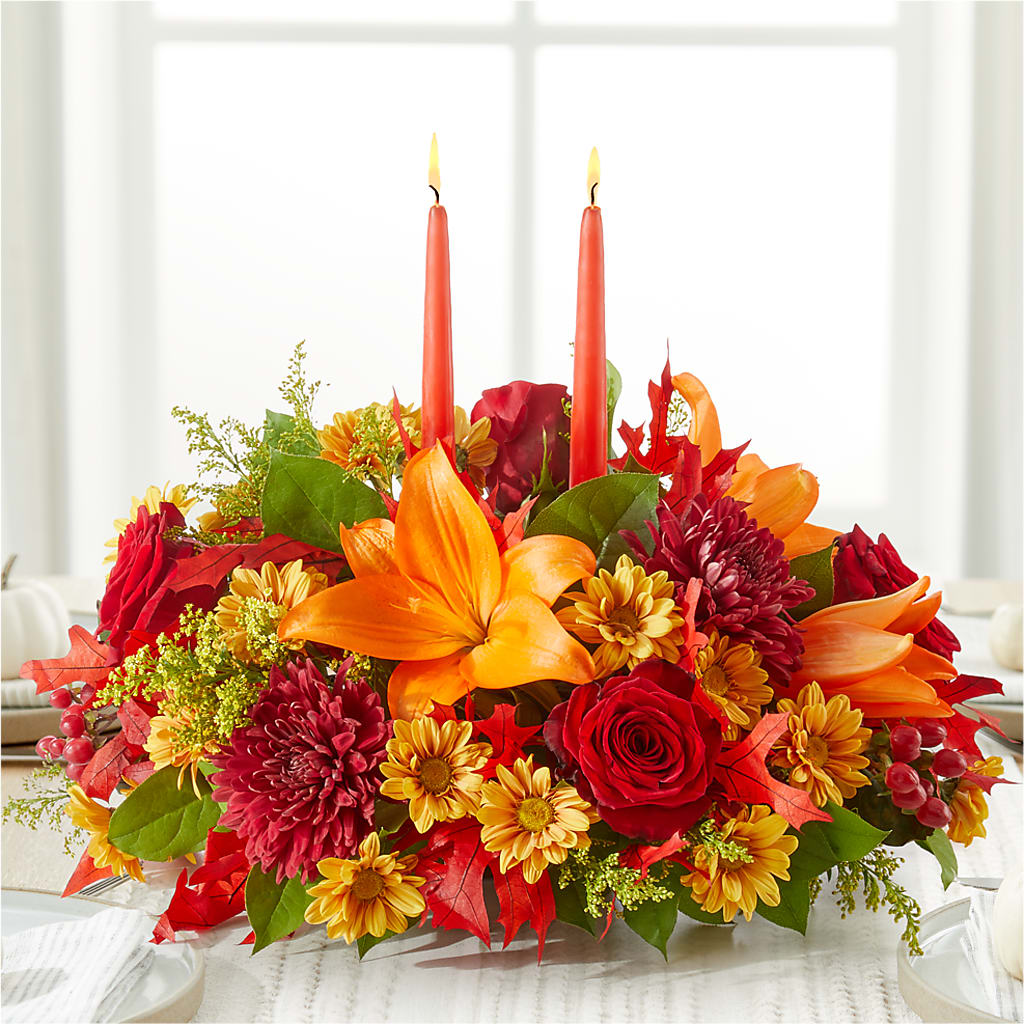 Autumn's Embrace Centerpiece – ENCHANTED FLORIST & GREENHOUSE LTD, Maspeth NY