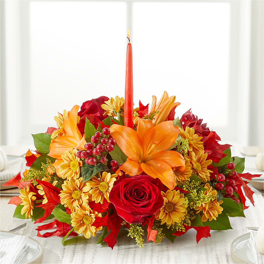 Autumn's Embrace Centerpiece – ENCHANTED FLORIST & GREENHOUSE LTD, Maspeth NY